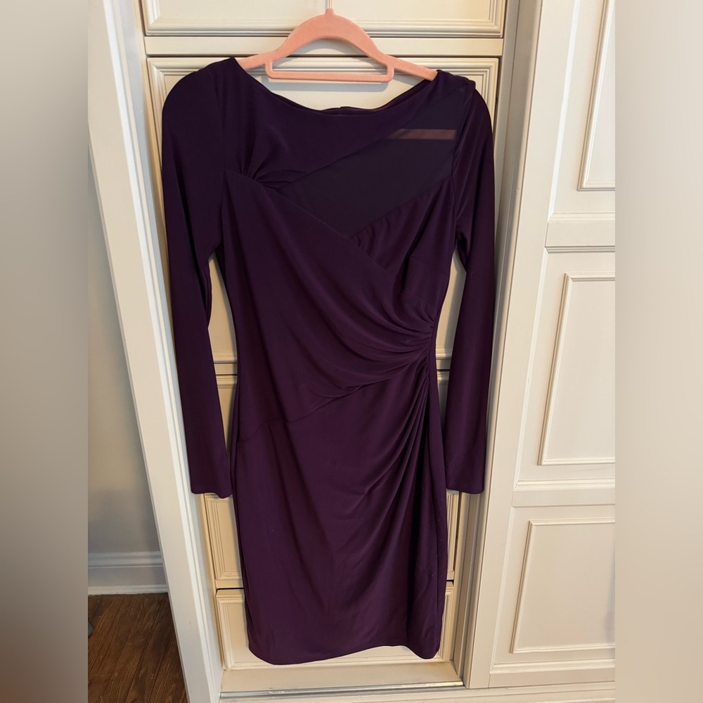 LAUREN RALPH LAUREN LONG SLEEVE SHEATH DRESS IN PLUM SIZE 2